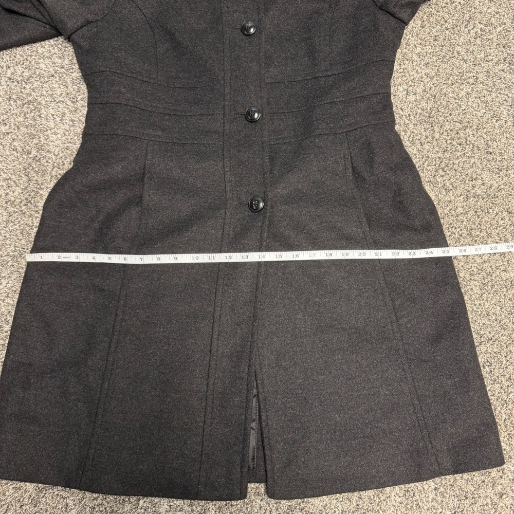 Anne Klein Womens Wool Cashmere Blend Single Breasted Coat Charcoal Grey Large - Picture 9 of 14